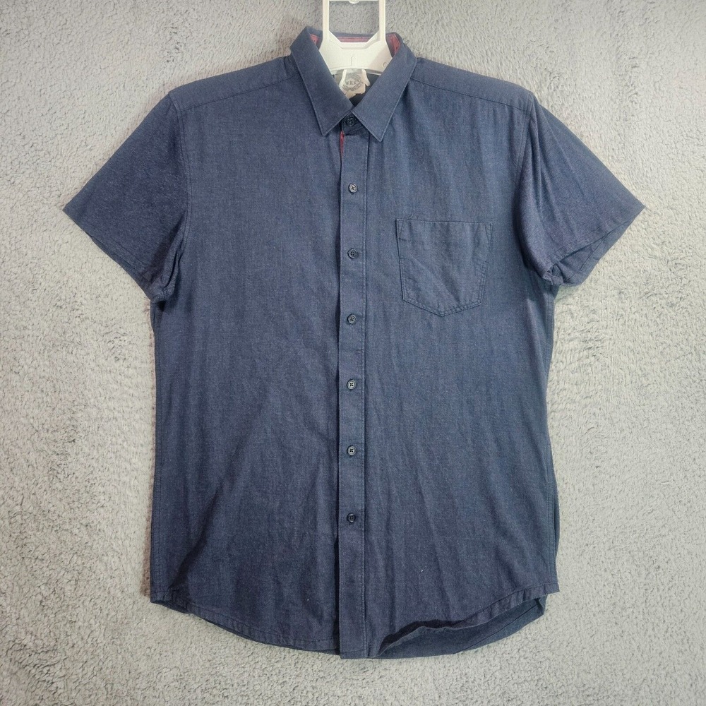 W.R.K WRK Work Rest Karma Shirt Men Small Button Up Short Sleeve Gray‎ - S